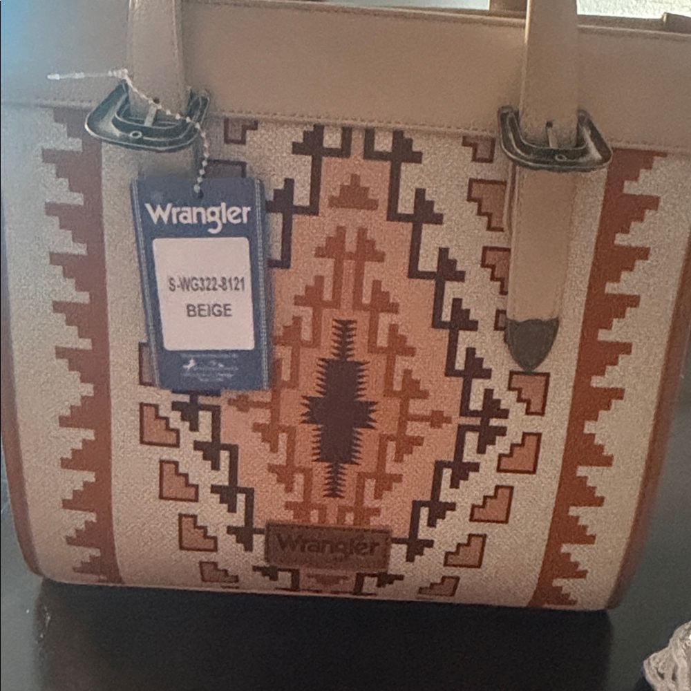 Wrangler Beige and Brown Southwestern Pattern Tote